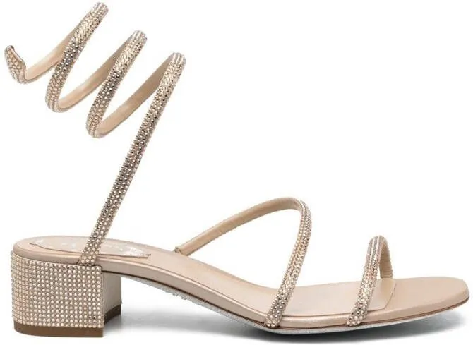 René Caovilla crystal-embellished heeled sandals Neutrals