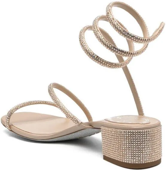 René Caovilla crystal-embellished heeled sandals Neutrals