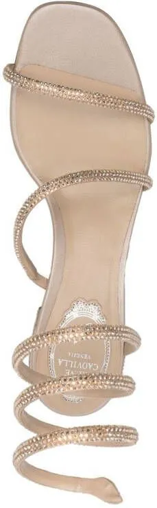 René Caovilla crystal-embellished heeled sandals Neutrals