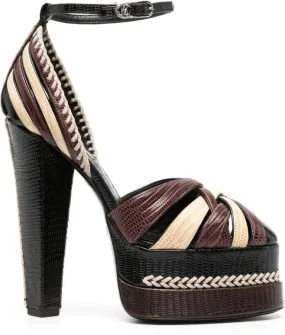 Roberto Cavalli snakeskin-effect braided platform sandals Black