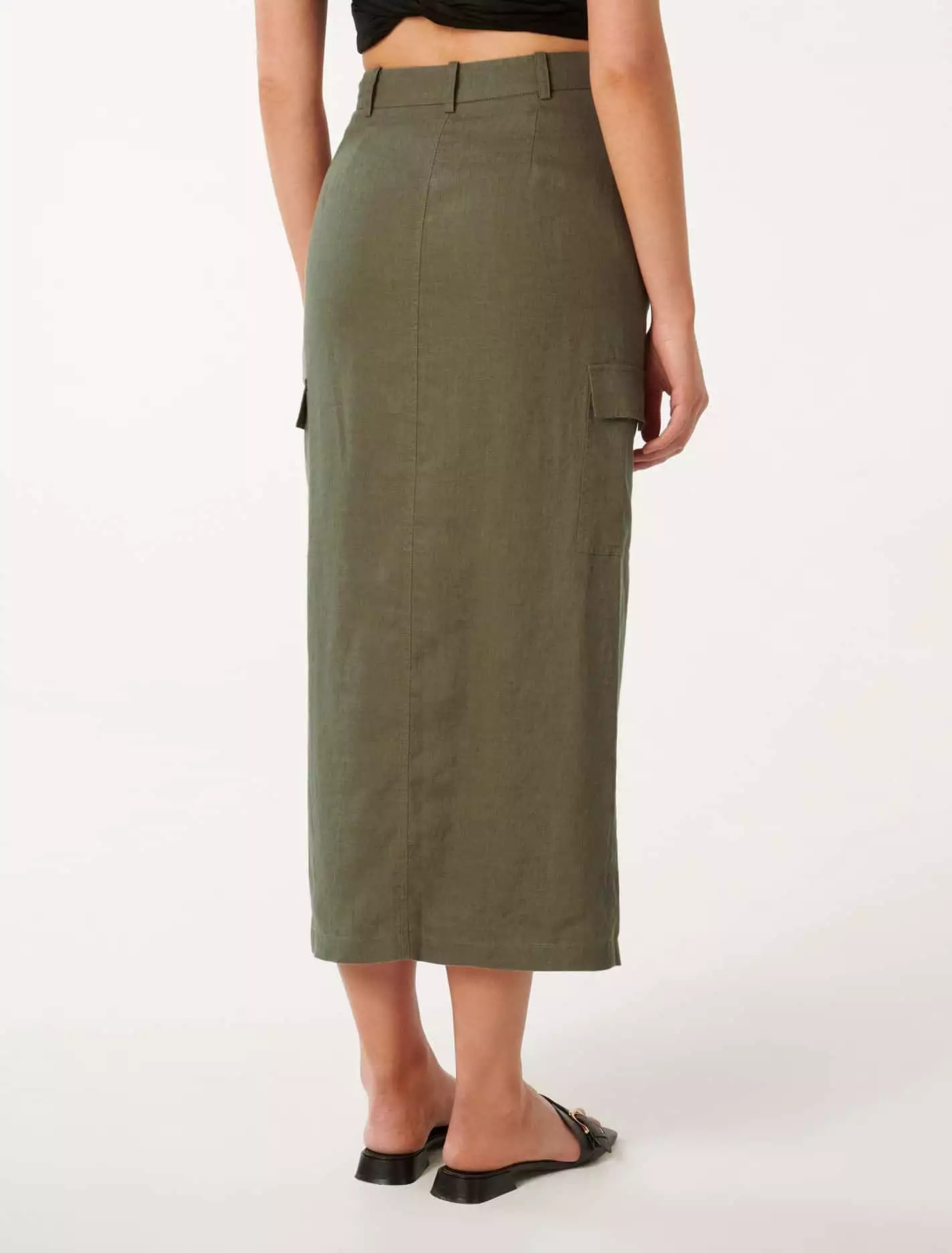 Ronnie Linen Cargo Midi Skirt