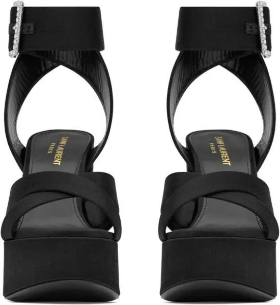 Saint Laurent Bianca 125mm crystal-embellished platform sandals Black