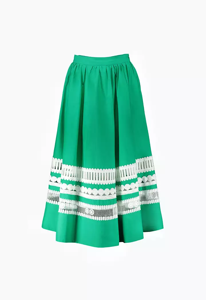 Schiffli Trim Maxi Skirt