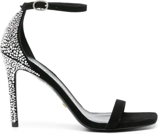 Stuart Weitzman Nudistcurve Royale 100mm rhinestone-embellished sandals Black