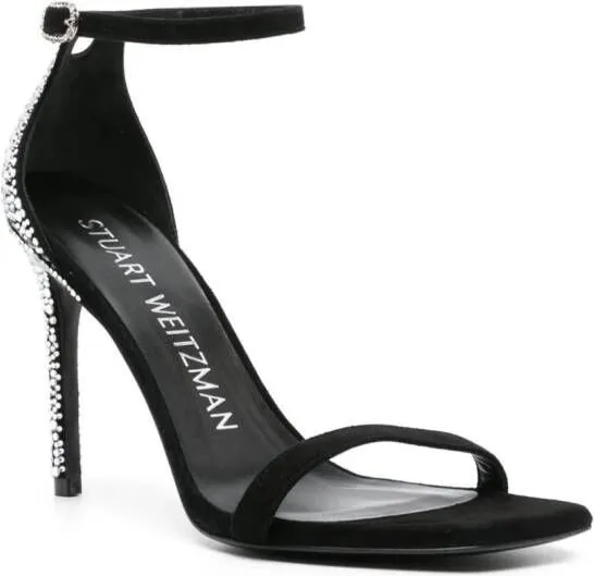 Stuart Weitzman Nudistcurve Royale 100mm rhinestone-embellished sandals Black