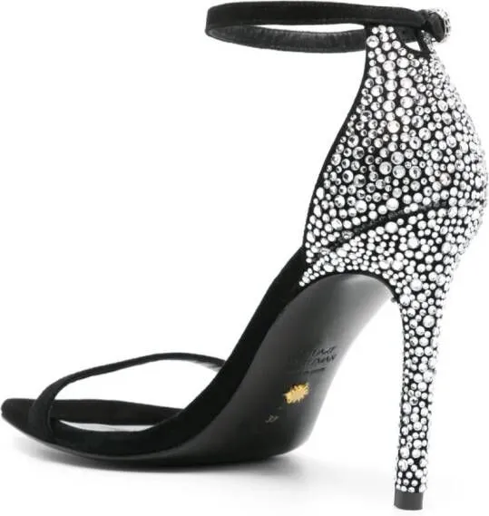 Stuart Weitzman Nudistcurve Royale 100mm rhinestone-embellished sandals Black