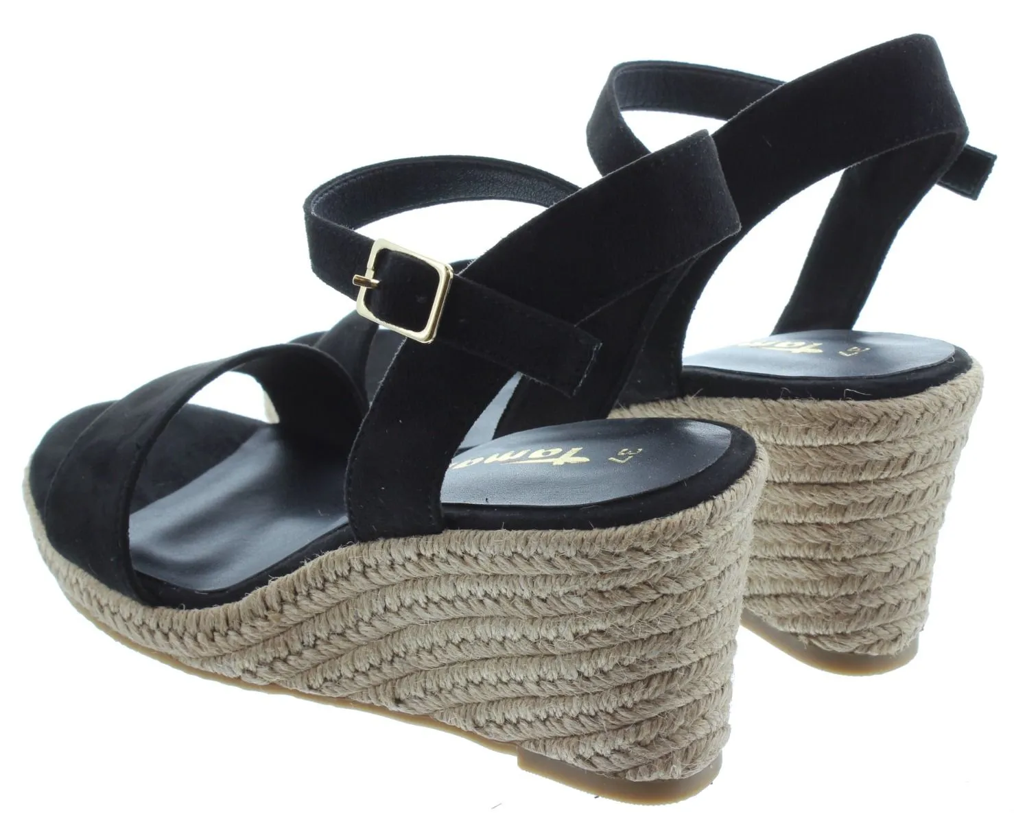 TAMARIS Ladies 28300 Wedge Sandals In Black