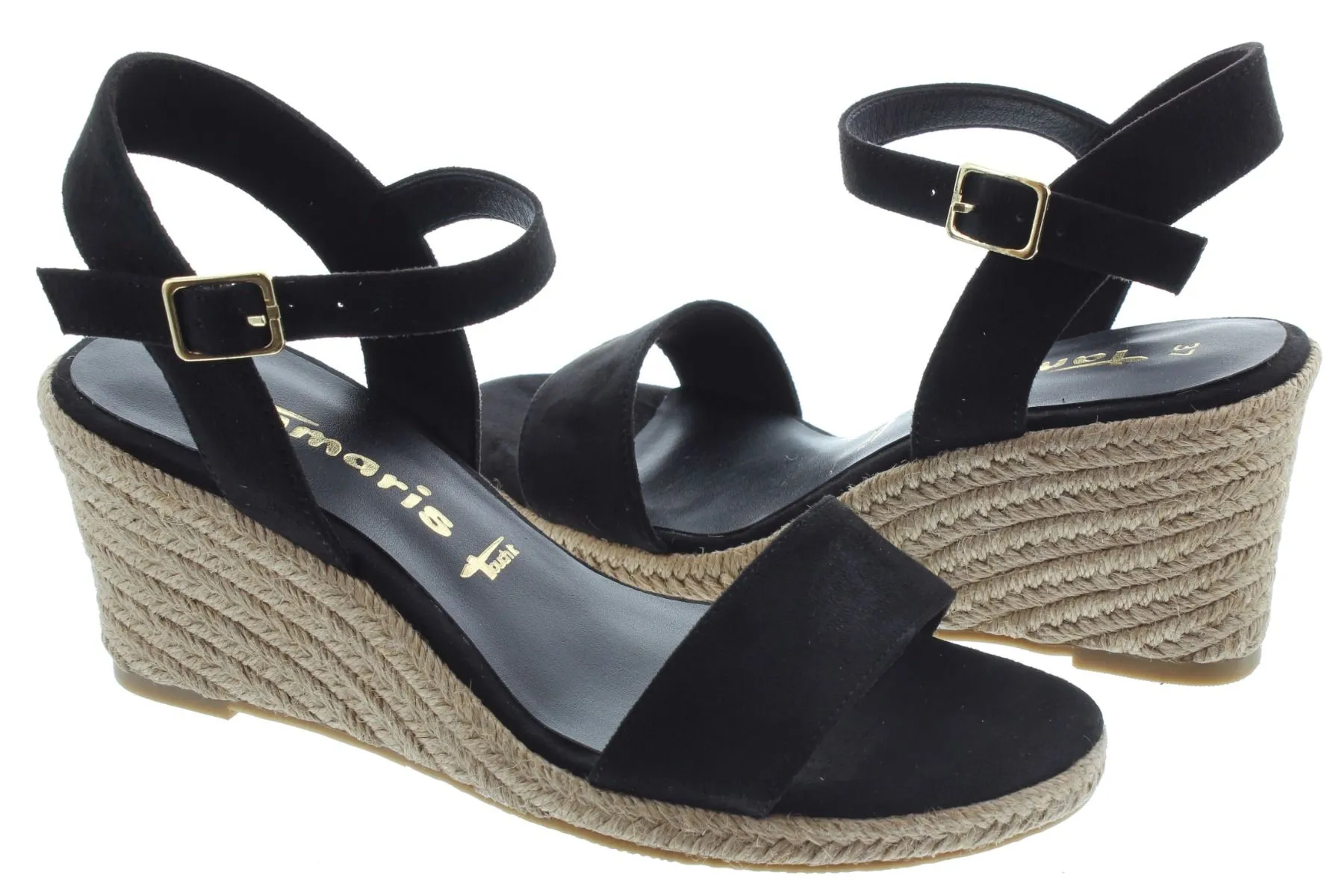 TAMARIS Ladies 28300 Wedge Sandals In Black