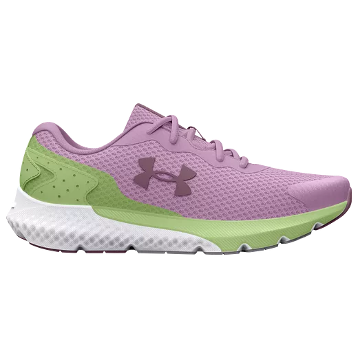 Under Armour Fresh Orchid/Lumos Lime/Misty Purple Charged Rogue 3 Youth Sneaker