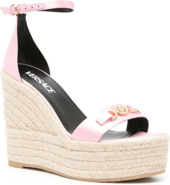 Versace 120mm Medusa '95 satin wedge sandals Pink