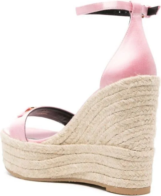 Versace 120mm Medusa '95 satin wedge sandals Pink