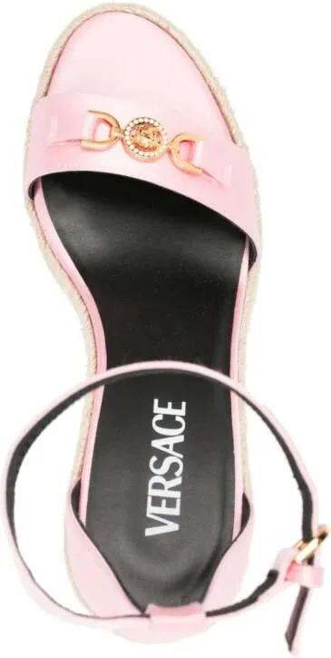 Versace 120mm Medusa '95 satin wedge sandals Pink