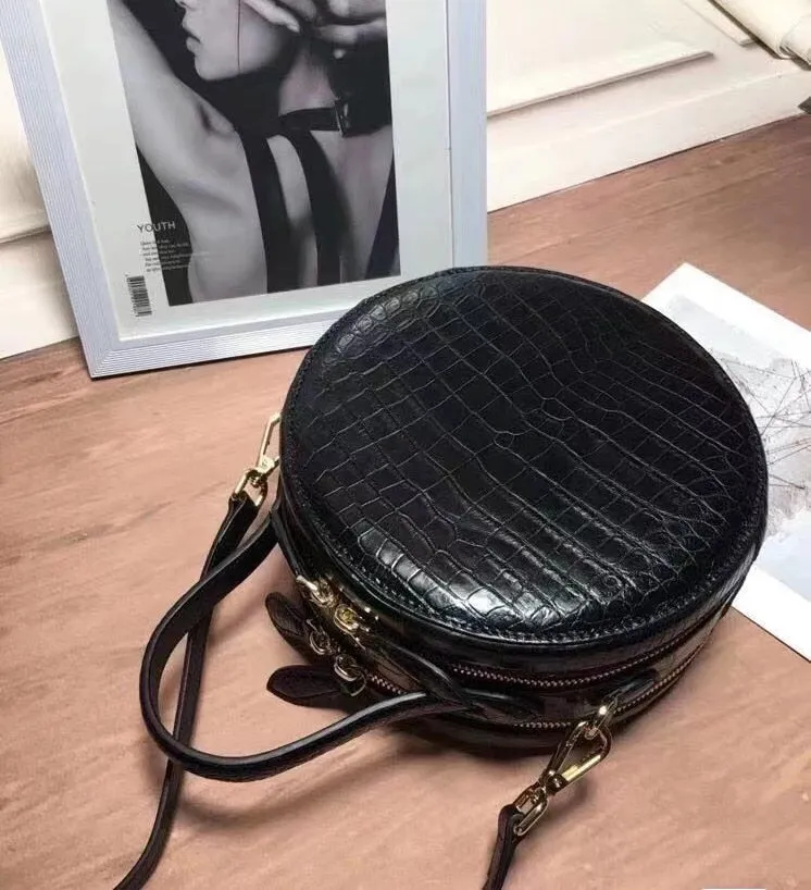 Women's Genuine Leather Small Round Shoulder Messenger Handbag