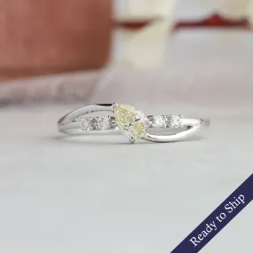 Yellow Pear Diamond Dainty  Rings